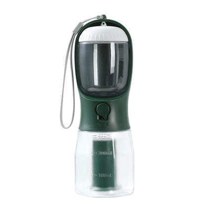 3-in-1 Portable Dog Water Bottle With Feeder & Bags - Elorapets Elorapets 300ml Garbage Bag / Dark Green j4e0kn-zs 0 3-in-1 Portable Dog Water Bottle With Feeder & Bags