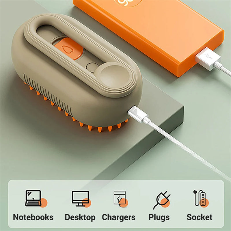 Electric Steam Pet Grooming Brush – 3-in-1 Deshedding Comb - Elorapets Elorapets Milk Brown / USB j4e0kn-zs 0 Electric Steam Pet Grooming Brush – 3-in-1 Deshedding Comb