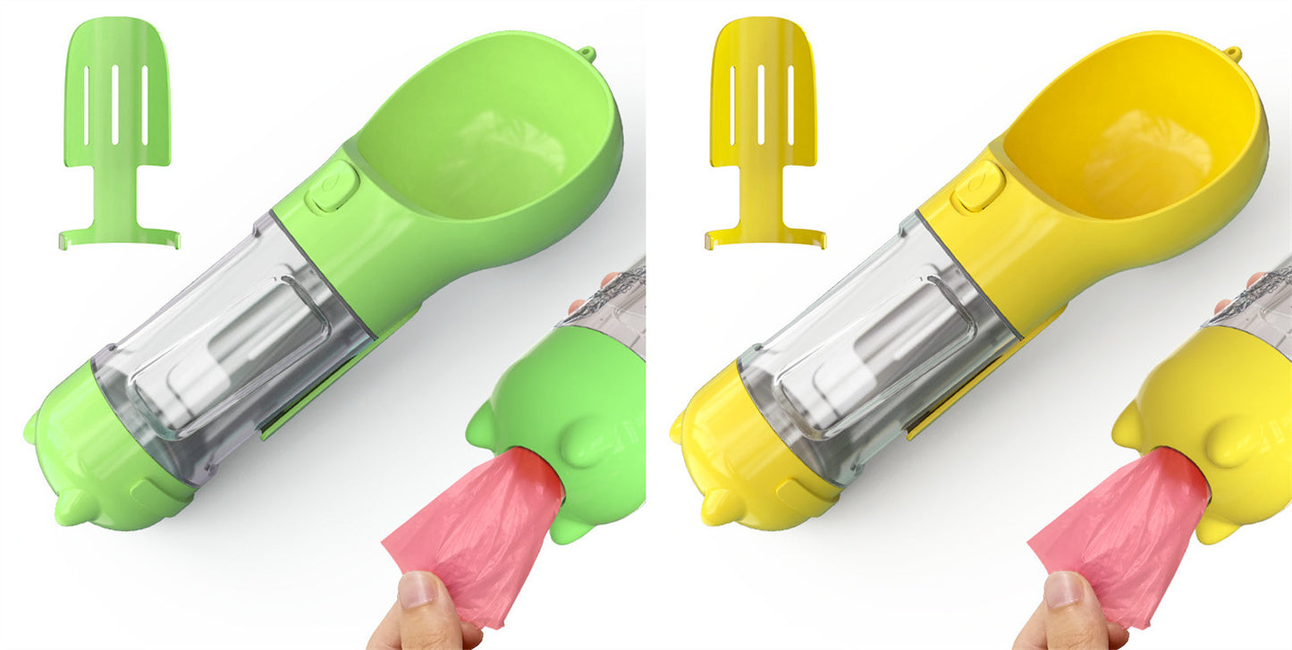 3-in-1 Portable Dog Water Bottle – Feeder & Waste Bag Dispenser - Elorapets Elorapets Green yellow pcs / 300ml j4e0kn-zs 0 3-in-1 Portable Dog Water Bottle – Feeder & Waste Bag Dispenser
