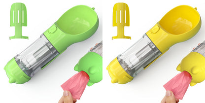 3-in-1 Portable Dog Water Bottle – Feeder & Waste Bag Dispenser - Elorapets Elorapets Green yellow pcs / 300ml j4e0kn-zs 0 3-in-1 Portable Dog Water Bottle – Feeder & Waste Bag Dispenser