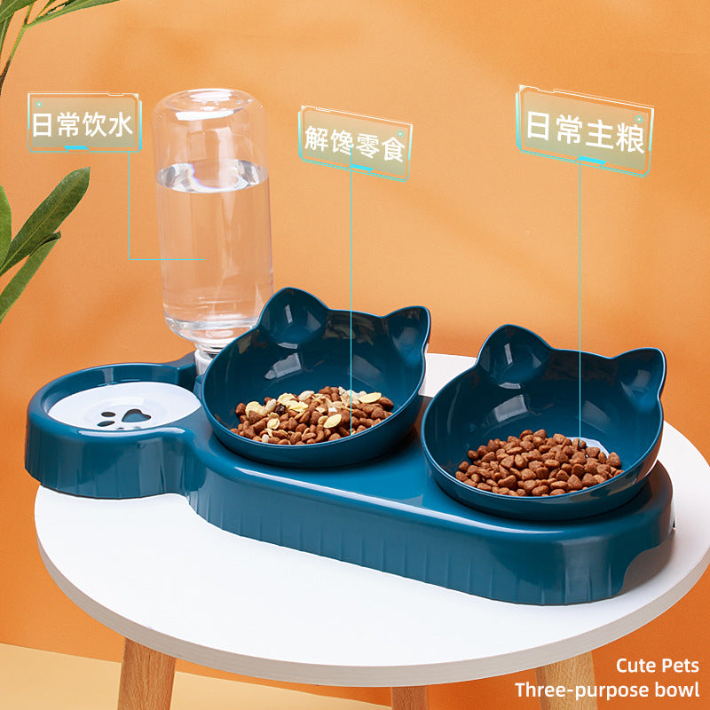 Double Pet Bowl Set – Raised Food & Water Bowl - Elorapets Elorapets Three Bowls Dark Blue j4e0kn-zs 0 Double Pet Bowl Set – Raised Food & Water Bowl