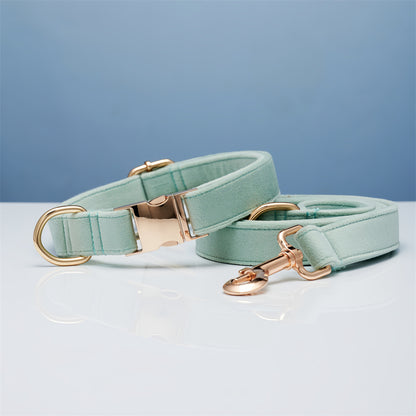 Multiple Colour Velvet Personalise Dog Collar Leash Set With Bow - Elorapets Elorapets Cyan set / XS j4e0kn-zs 0 Multiple Colour Velvet Personalise Dog Collar Leash Set With Bow