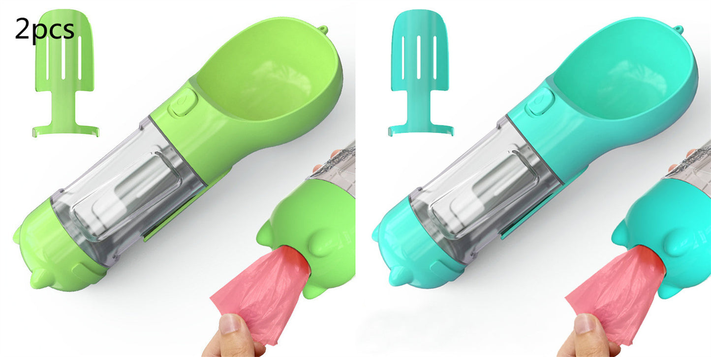 3-in-1 Portable Dog Water Bottle – Feeder & Waste Bag Dispenser