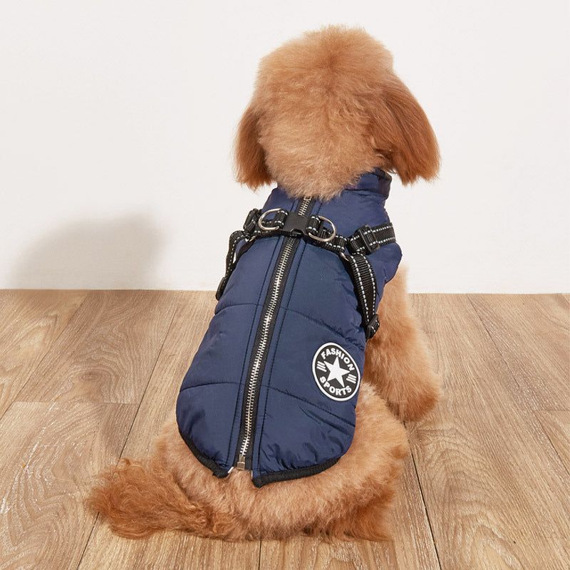 Warm Cotton-Padded Dog Jacket – Fleece Lined Reflective Winter Coat - Elorapets Elorapets Blue / 2XL j4e0kn-zs 0 Warm Cotton-Padded Dog Jacket – Fleece Lined Reflective Winter Coat