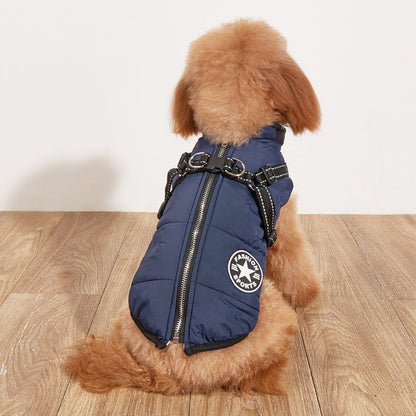 Warm Cotton-Padded Dog Jacket – Fleece Lined Reflective Winter Coat - Elorapets Elorapets Blue / 2XL j4e0kn-zs 0 Warm Cotton-Padded Dog Jacket – Fleece Lined Reflective Winter Coat