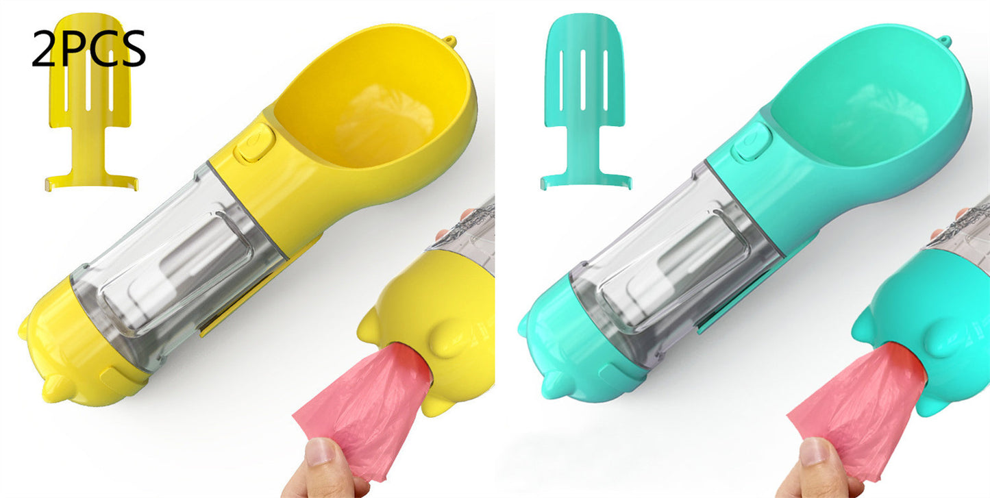 3-in-1 Portable Dog Water Bottle – Feeder & Waste Bag Dispenser