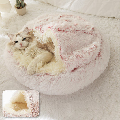 Plush Shell Pet Bed for Cats and Small Dogs - Elorapets Elorapets Pink Plush / 60cm j4e0kn-zs 0 Plush Shell Pet Bed for Cats and Small Dogs