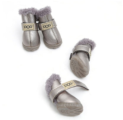 Warm Thick Dog Snow Boots – Winter Waterproof Pet Shoes - Elorapets Elorapets Vintage silver / S j4e0kn-zs 0 Warm Thick Dog Snow Boots – Winter Waterproof Pet Shoes