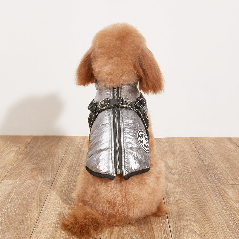 Warm Cotton-Padded Dog Jacket – Fleece Lined Reflective Winter Coat - Elorapets Elorapets Silver / 2XL j4e0kn-zs 0 Warm Cotton-Padded Dog Jacket – Fleece Lined Reflective Winter Coat