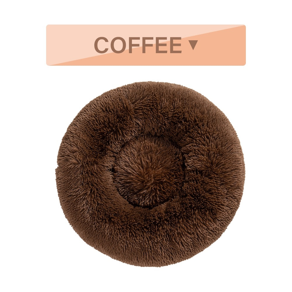 Fluffy Donut Dog Bed – Soft Plush Calming Pet Cushion - Elorapets Elorapets S / Coffee without zipper j4e0kn-zs 4 Fluffy Donut Dog Bed – Soft Plush Calming Pet Cushion