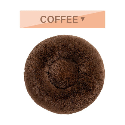 Fluffy Donut Dog Bed – Soft Plush Calming Pet Cushion - Elorapets Elorapets S / Coffee without zipper j4e0kn-zs 4 Fluffy Donut Dog Bed – Soft Plush Calming Pet Cushion