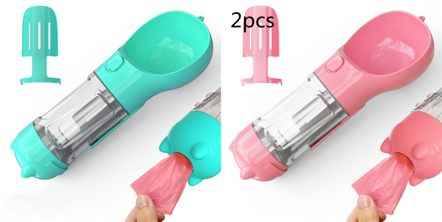 3-in-1 Portable Dog Water Bottle – Feeder & Waste Bag Dispenser