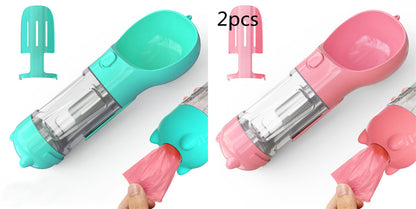 3-in-1 Portable Dog Water Bottle – Feeder & Waste Bag Dispenser