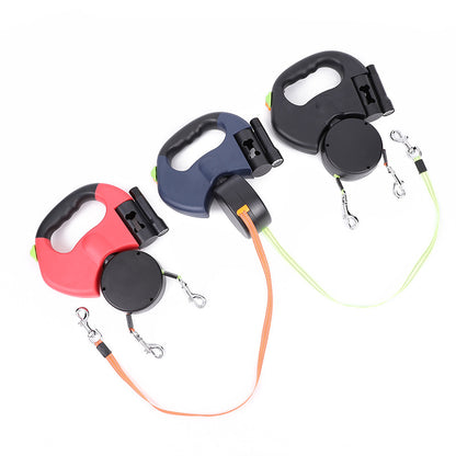 Reflective Retractable Dual Dog Leash – 360° Swivel with Light - Elorapets Elorapets Black / 3 M j4e0kn-zs 0 Reflective Retractable Dual Dog Leash – 360° Swivel with Light