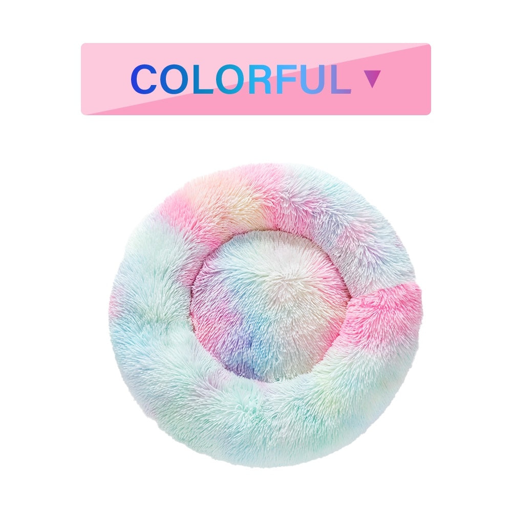 Fluffy Donut Dog Bed – Soft Plush Calming Pet Cushion - Elorapets Elorapets S / Colorful without zipper j4e0kn-zs 4 Fluffy Donut Dog Bed – Soft Plush Calming Pet Cushion