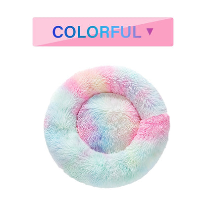 Fluffy Donut Dog Bed – Soft Plush Calming Pet Cushion - Elorapets Elorapets S / Colorful without zipper j4e0kn-zs 4 Fluffy Donut Dog Bed – Soft Plush Calming Pet Cushion