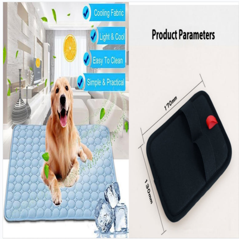 Pet Dog Cat Ice Silk Cold Nest Pad For Cooling In Summer - Elorapets Elorapets Blue set / 50x40cm j4e0kn-zs 0 Pet Dog Cat Ice Silk Cold Nest Pad For Cooling In Summer