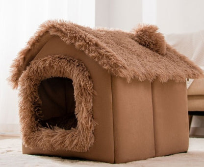 Foldable Winter Pet House – Warm Enclosed Cat & Dog Bed - Elorapets Elorapets Brown Snow House / Large j4e0kn-zs 0 Foldable Winter Pet House – Warm Enclosed Cat & Dog Bed