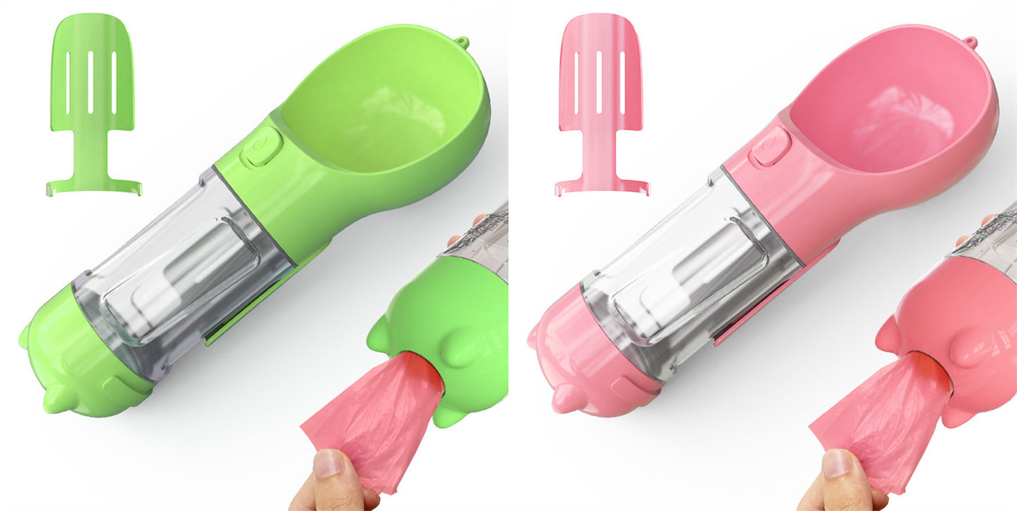 3-in-1 Portable Dog Water Bottle – Feeder & Waste Bag Dispenser - Elorapets Elorapets Green pink pcs / 300ml j4e0kn-zs 0 3-in-1 Portable Dog Water Bottle – Feeder & Waste Bag Dispenser
