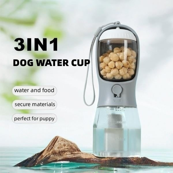 3-in-1 Portable Dog Water Bottle With Feeder & Bags - Elorapets Elorapets 300ml Garbage Bag / Indigo j4e0kn-zs 0 3-in-1 Portable Dog Water Bottle With Feeder & Bags