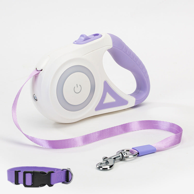 Retractable Dog Leash with LED Light – Automatic Traction Lead - Elorapets Elorapets Purple 5M / Tow rope and small collar j4e0kn-zs 0 Retractable Dog Leash with LED Light – Automatic Traction Lead