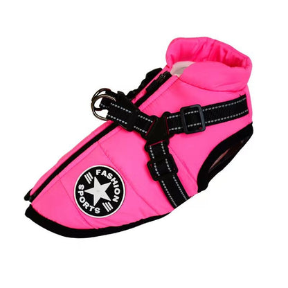 Warm Cotton-Padded Dog Jacket – Fleece Lined Reflective Winter Coat - Elorapets Elorapets Rose Red / 2XL j4e0kn-zs 0 Warm Cotton-Padded Dog Jacket – Fleece Lined Reflective Winter Coat