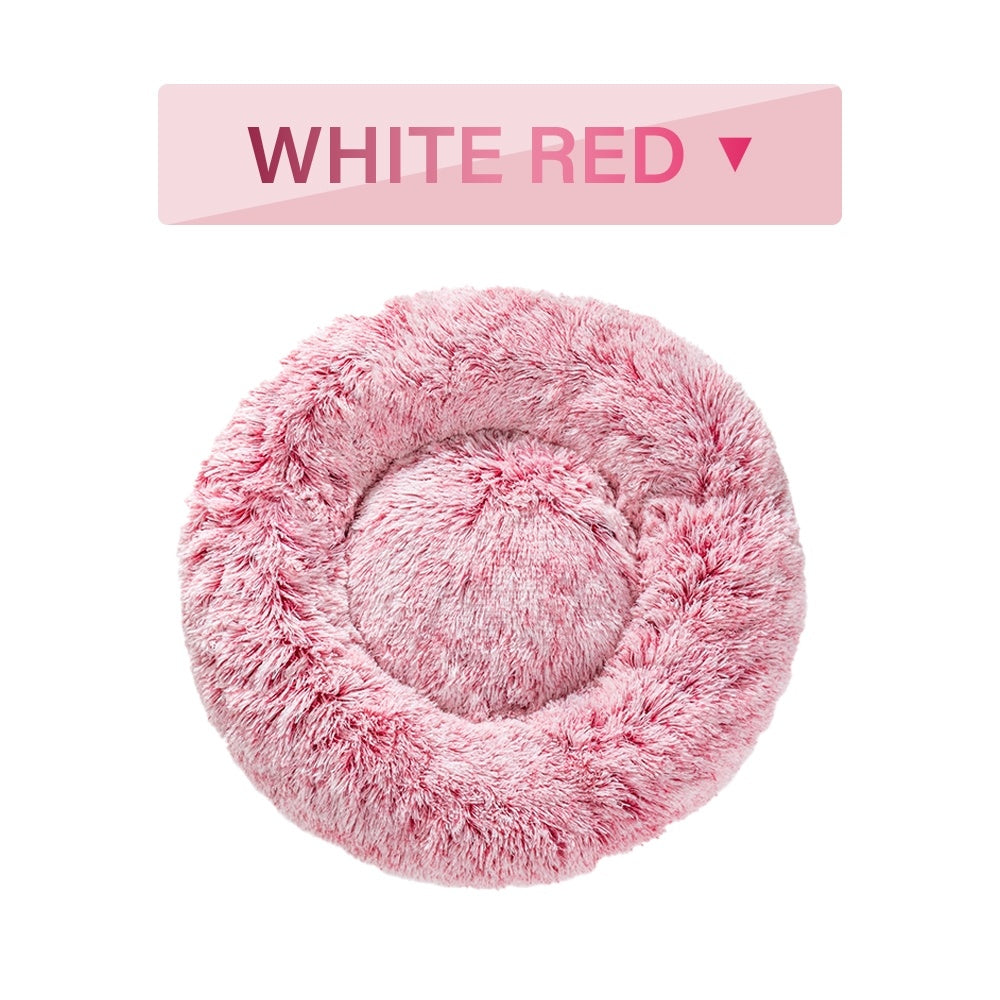 Fluffy Donut Dog Bed – Soft Plush Calming Pet Cushion - Elorapets Elorapets L / White Red without zipper j4e0kn-zs 4 Fluffy Donut Dog Bed – Soft Plush Calming Pet Cushion