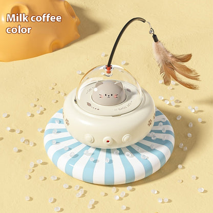 UFO Interactive Cat Toy – Smart Spinning Feather Teaser - Elorapets Elorapets Milk Coffee Color j4e0kn-zs 0 UFO Interactive Cat Toy – Smart Spinning Feather Teaser