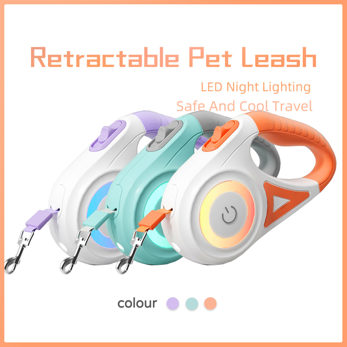 Retractable Dog Leash with LED Light – Automatic Traction Lead - Elorapets Elorapets Purple 3M / Single traction rope j4e0kn-zs 0 Retractable Dog Leash with LED Light – Automatic Traction Lead