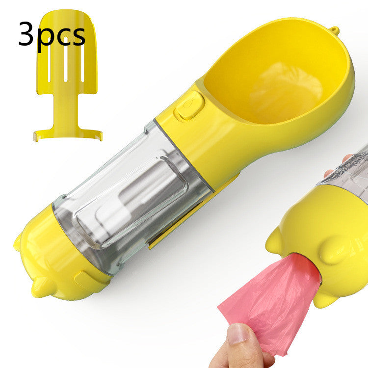 3-in-1 Portable Dog Water Bottle – Feeder & Waste Bag Dispenser