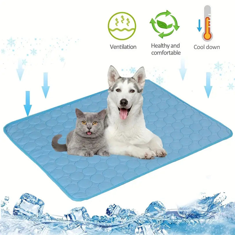 Dog Cooling Mat – Summer Ice Silk Bed for Dogs & Cats - Elorapets Elorapets Blue Edging / XS40*30cm j4e0kn-zs 0 Dog Cooling Mat – Summer Ice Silk Bed for Dogs & Cats