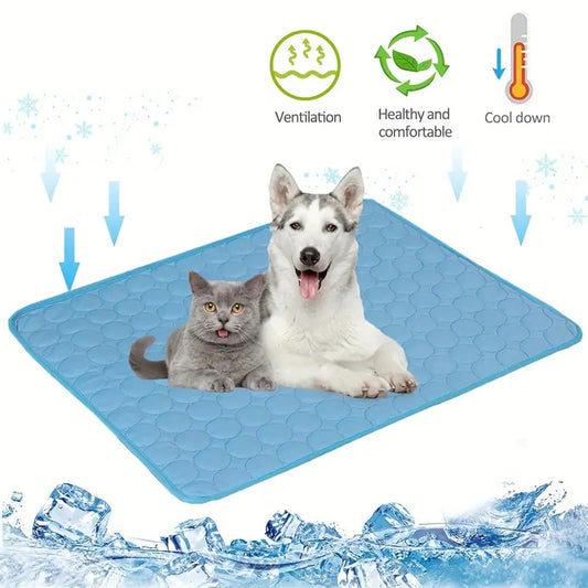 Dog Cooling Mat – Summer Ice Silk Bed for Dogs & Cats - Elorapets Elorapets Blue Edging / XS40*30cm j4e0kn-zs 0 Dog Cooling Mat – Summer Ice Silk Bed for Dogs & Cats