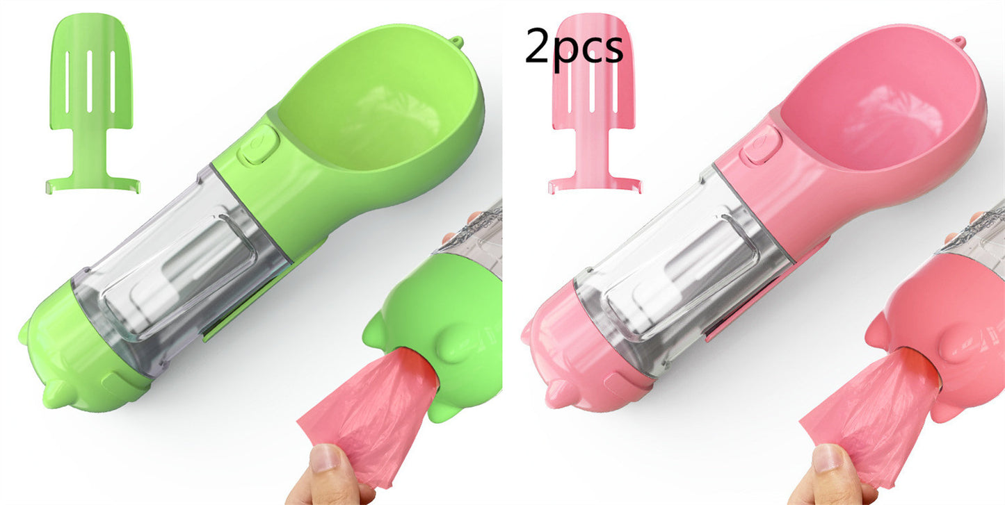3-in-1 Portable Dog Water Bottle – Feeder & Waste Bag Dispenser