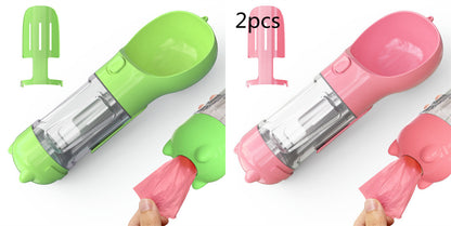 3-in-1 Portable Dog Water Bottle – Feeder & Waste Bag Dispenser