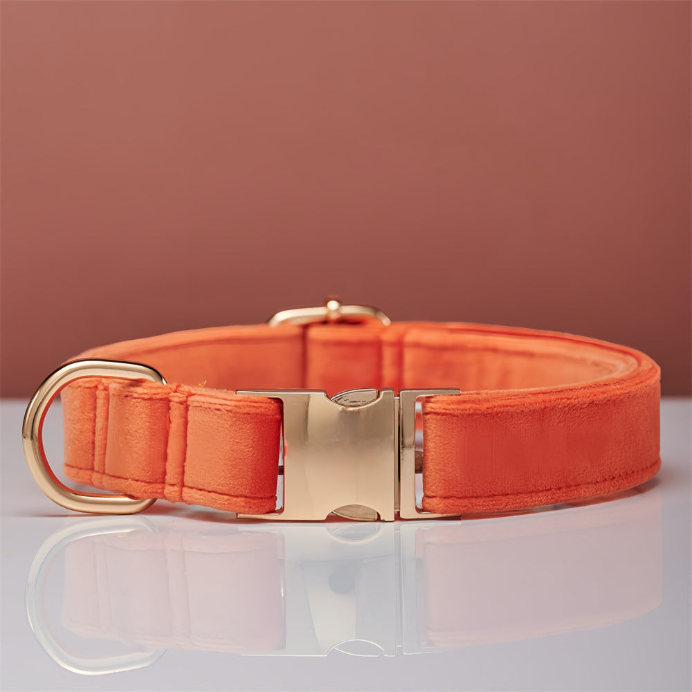 Multiple Colour Velvet Personalise Dog Collar Leash Set With Bow - Elorapets Elorapets Orange / XS j4e0kn-zs 0 Multiple Colour Velvet Personalise Dog Collar Leash Set With Bow