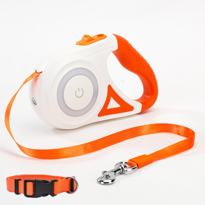 Retractable Dog Leash with LED Light – Automatic Traction Lead - Elorapets Elorapets Orange 5M / Tow rope and small collar j4e0kn-zs 0 Retractable Dog Leash with LED Light – Automatic Traction Lead