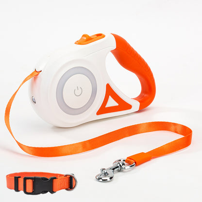 Retractable Dog Leash with LED Light – Automatic Traction Lead - Elorapets Elorapets Orange 5M / Tow rope and small collar j4e0kn-zs 0 Retractable Dog Leash with LED Light – Automatic Traction Lead