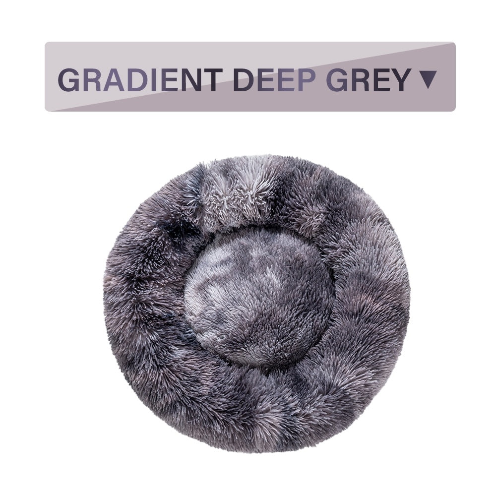 Fluffy Donut Dog Bed – Soft Plush Calming Pet Cushion - Elorapets Elorapets XL / Gradient Grey without zipper j4e0kn-zs 4 Fluffy Donut Dog Bed – Soft Plush Calming Pet Cushion