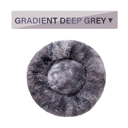 Fluffy Donut Dog Bed – Soft Plush Calming Pet Cushion - Elorapets Elorapets XL / Gradient Grey without zipper j4e0kn-zs 4 Fluffy Donut Dog Bed – Soft Plush Calming Pet Cushion