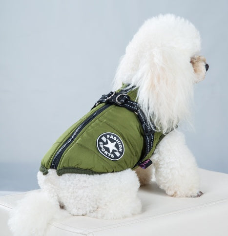 Warm Cotton-Padded Dog Jacket – Fleece Lined Reflective Winter Coat - Elorapets Elorapets Green / 2XL j4e0kn-zs 0 Warm Cotton-Padded Dog Jacket – Fleece Lined Reflective Winter Coat