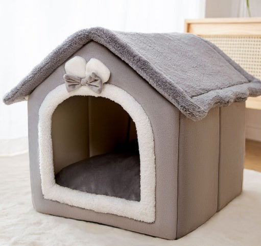 Foldable Winter Pet House – Warm Enclosed Cat & Dog Bed - Elorapets Elorapets Grey Rabbit / Large j4e0kn-zs 0 Foldable Winter Pet House – Warm Enclosed Cat & Dog Bed
