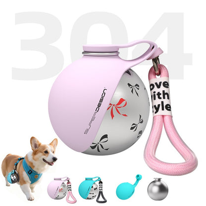 Portable Stainless Steel Dog Water Bottle – Travel Drinking Cup - Elorapets Elorapets Pink / Printed j4e0kn-zs 0 Portable Stainless Steel Dog Water Bottle – Travel Drinking Cup