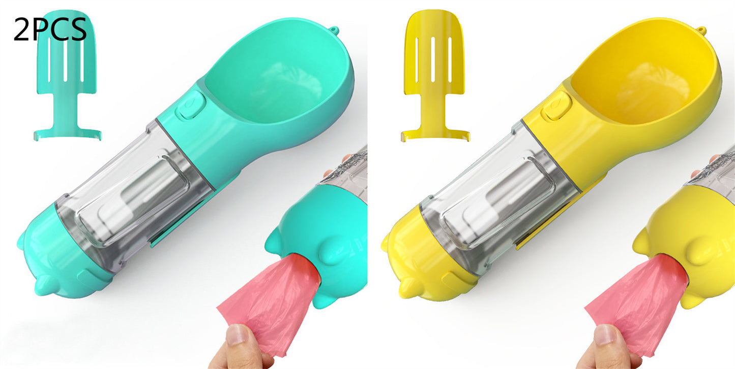 3-in-1 Portable Dog Water Bottle – Feeder & Waste Bag Dispenser